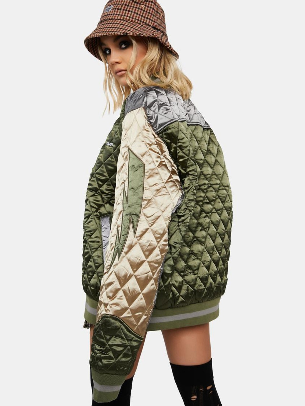 Huf lightning quilted letterman jacket